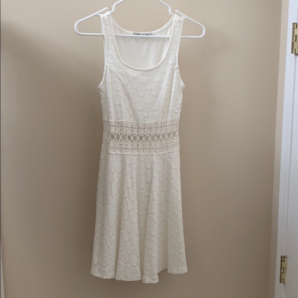 White Lace Dress with cut out waist